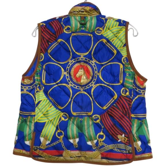 RARE Ralph Lauren Duck Down Padded Horse Themed, Vest L‎ - Picture 7 of 8